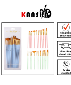 12 Cọ vẽ màu nước Pastel 3 Mint Pink Blue